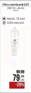 Filtru membrană (UF) ZWF 25--26-04