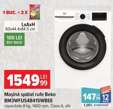 Beko - Mașină spălat rufe BM3WFSUS48415WBE