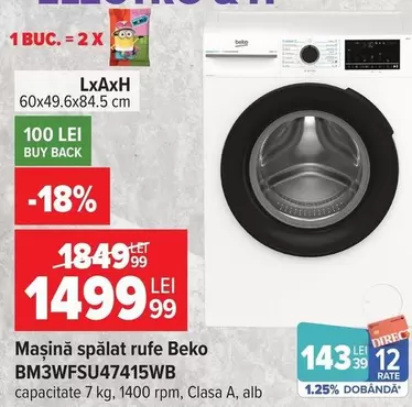 Beko - Mașină spălat rufe BM3WFSU47415WB