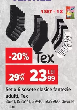 Set x 6 șosete clasice fantezie adulți