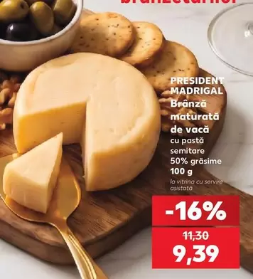 Brânză maturată de vacă cu pastă semitare 50% grăsime