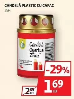CANDELĂ PLASTIC CU CAPAC