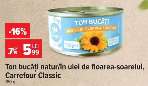 Ton bucăți în ulei de floarea-soarelui