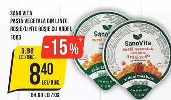 Sano Vita - PASTA VEGETALA DIN LINTE ROSIE/LINTE ROSIE CU ARDEI