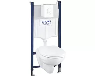 Set vas WC cu rezervor, mecanism și capac GROHE Solido, evacuare orizontală, alb