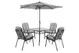 Set mobilier gradina, gri, otel, 4 persoane, 6 piese, masa + 4 scaune + umbrela, inlude perne • Colorado