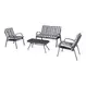 Set mobilier gradina, alb-gri, 4 persoane, 4 piese, masa + 2 scaune + canapea, include perne • Colorado