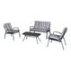 Set mobilier gradina, alb-gri, 4 persoane, 4 piese, masa + 2 scaune + canapea, include perne • Colorado