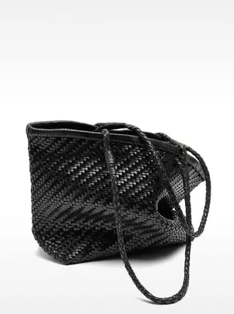 Woven leather shopper bag
