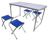 Set mobilier camping/picnic/gradina, culoare gri, aluminiu, 4 persoane, masa + 4 scaune • MPN