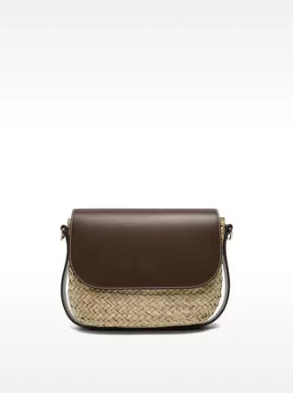 Crossbody bag made of straw with flap