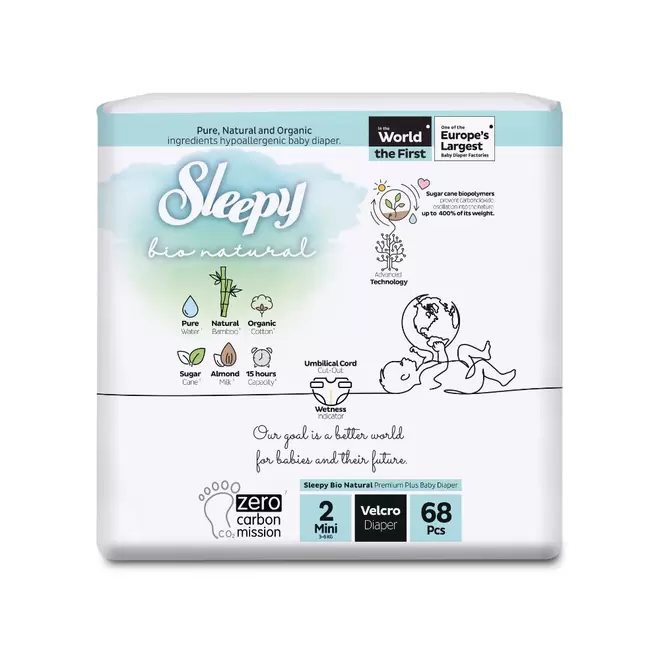 Scutece pentru bebelusi, Nr. 2, 3-6 kg Mini, 68 buc, Sleepy...