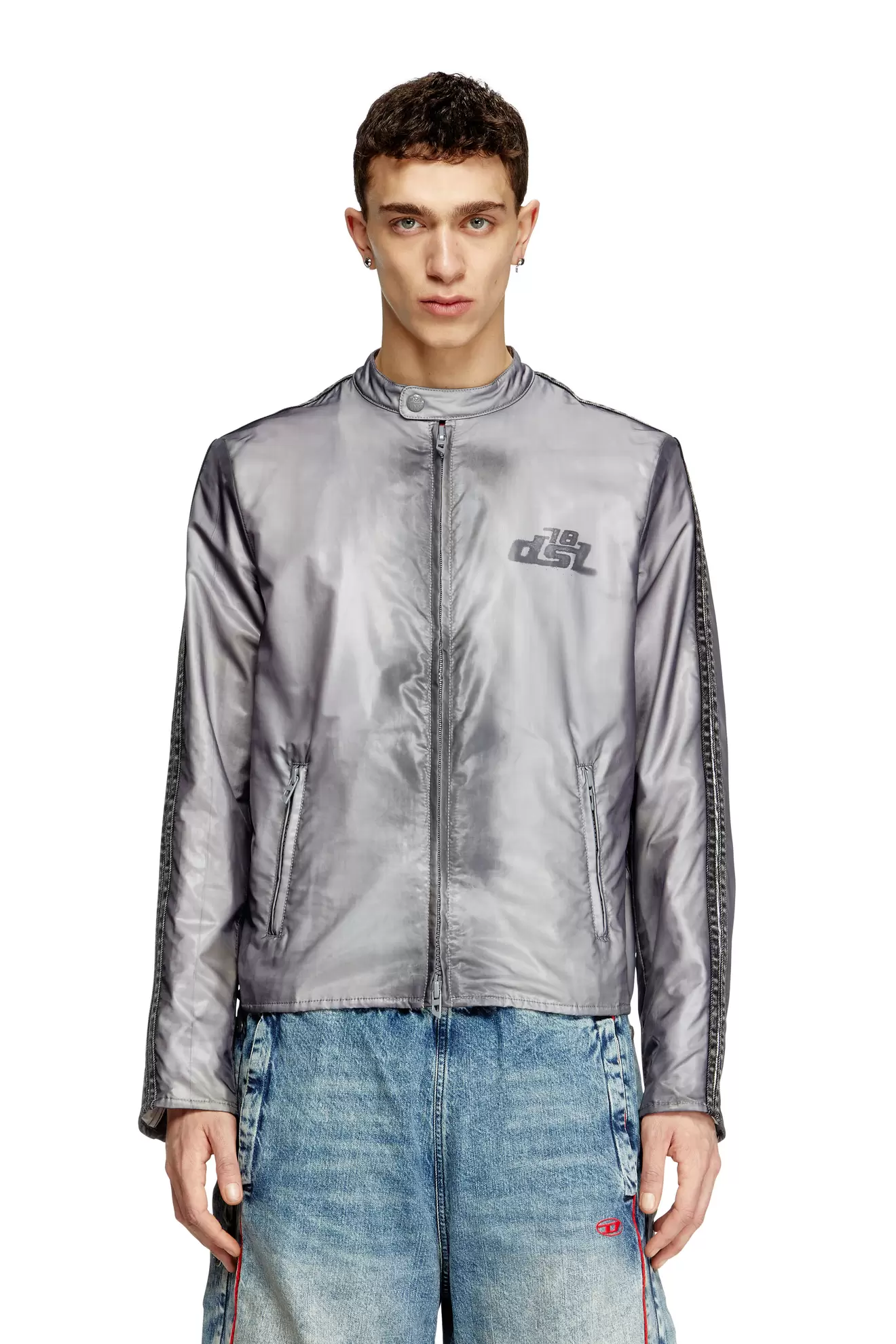 Biker jacket with transparent effect