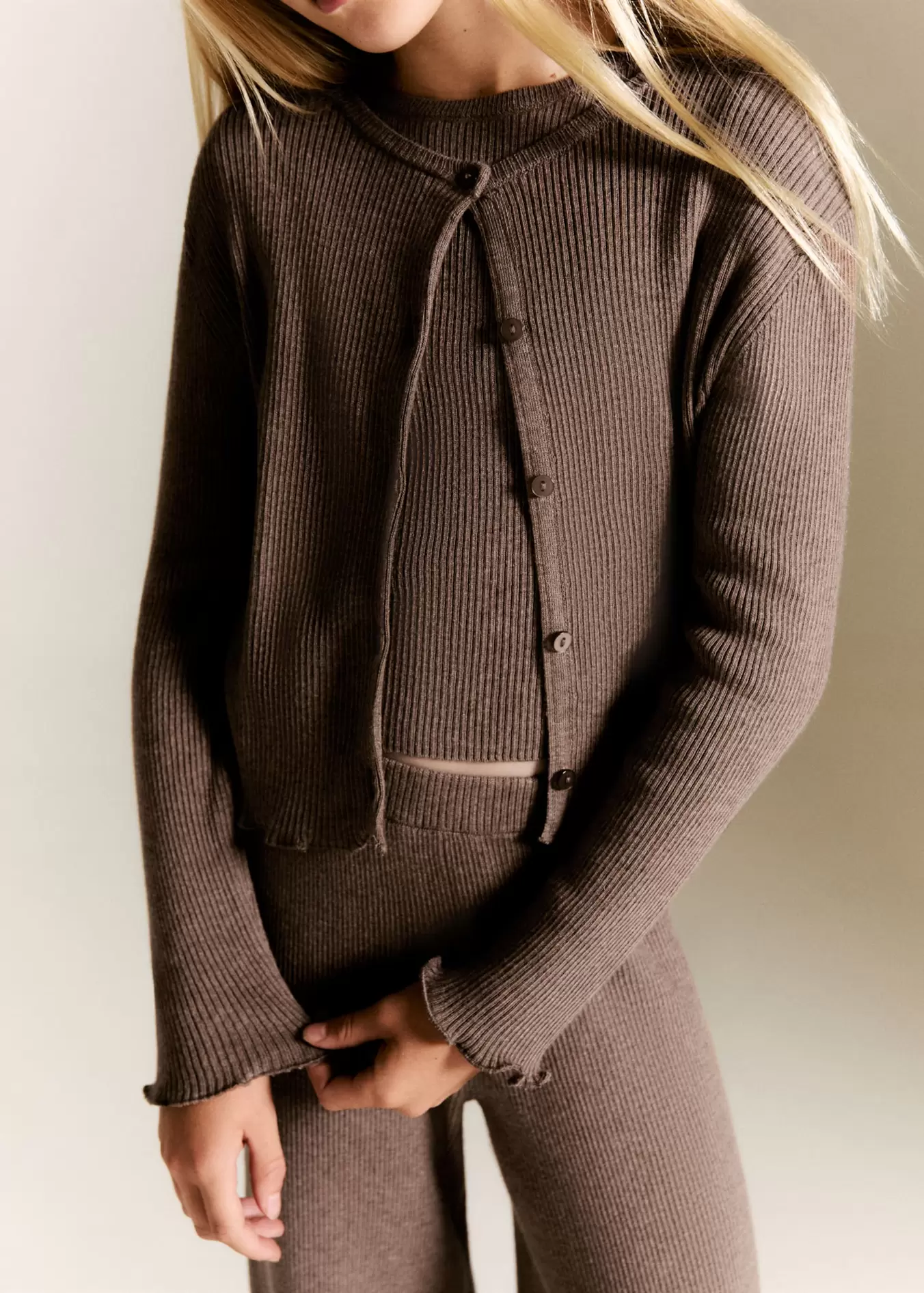 Cardigan din tricot ripsat