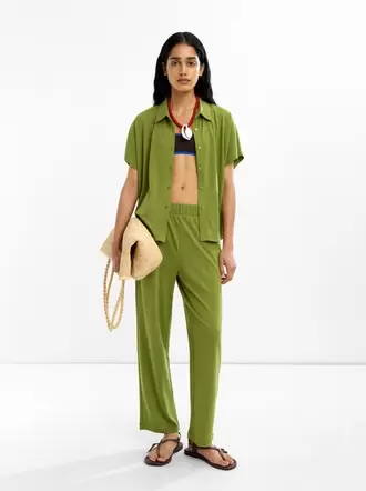 Cotton trousers with elastic waist