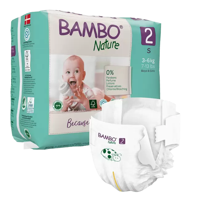 Scutece Ecolabel, Nr. 2, 3-6 kg, 30 bucati, Bambo Nature