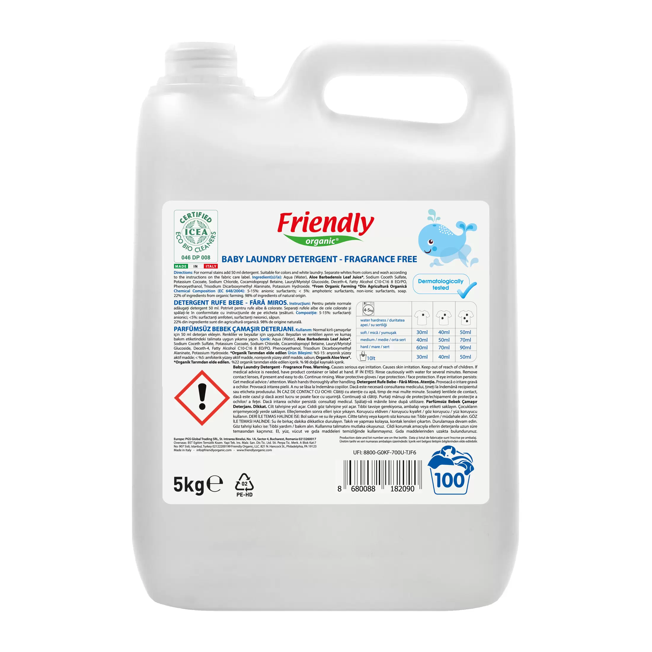 Detergent de rufe fara parfum pentru bebelusi, 5 litri, Friendly...