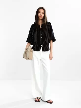 Multicolour topstitch shirt 100% cotton