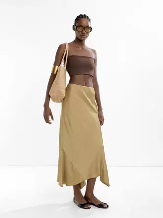 Long skirt with crinkled effect