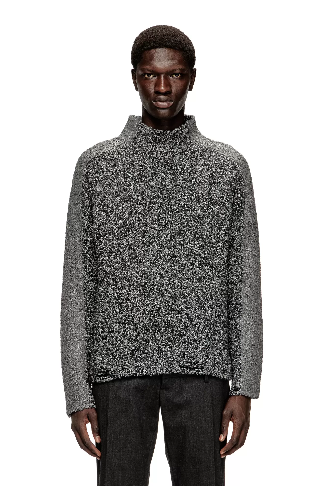 Bouclé-knit jumper with sleeve bands