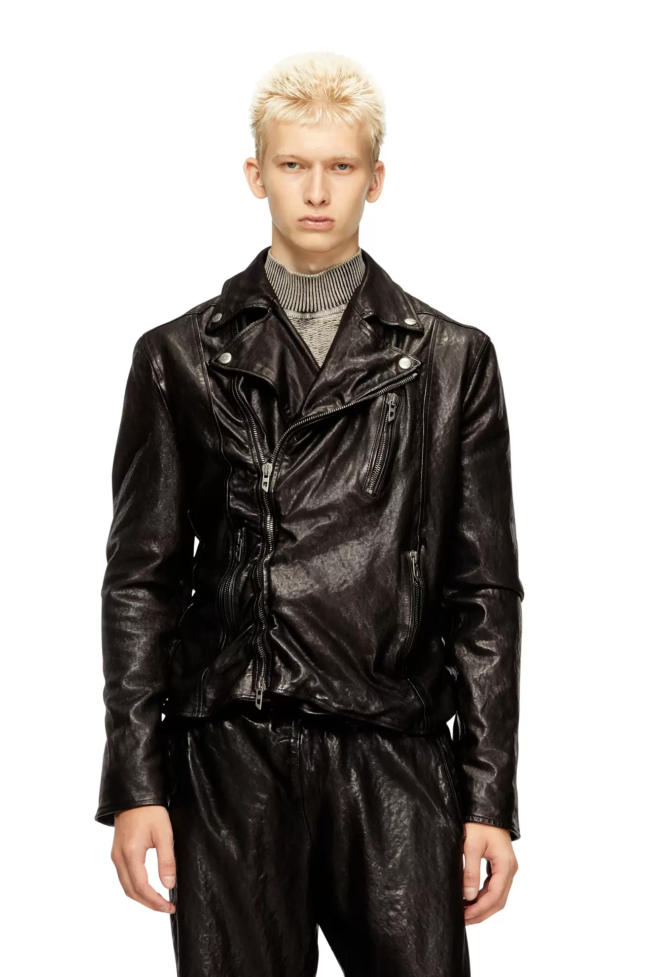 Biker jacket in boiled leather