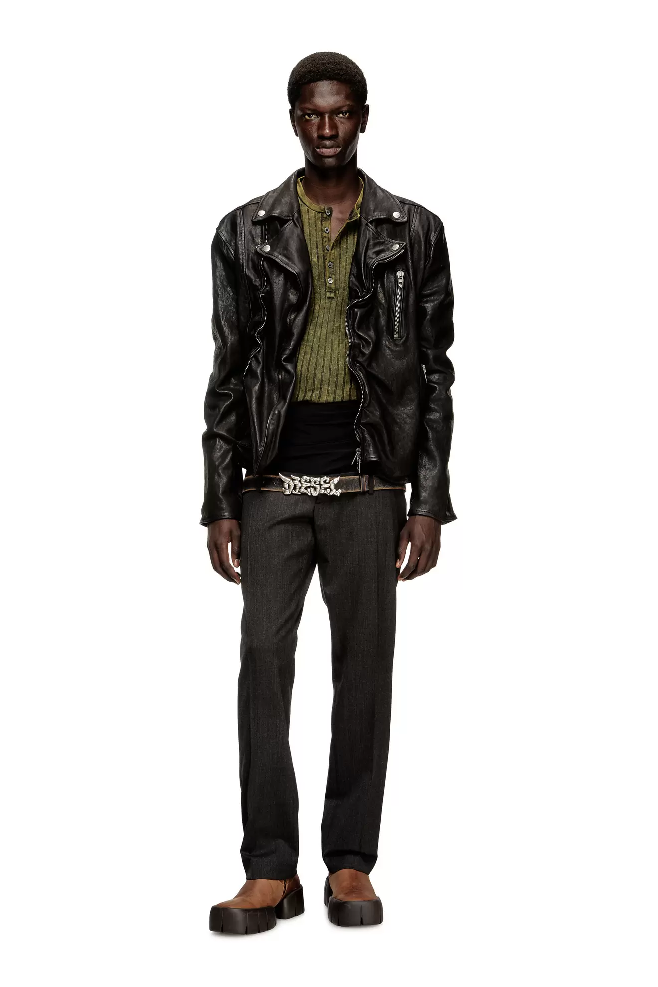 Wool trousers with stretch waist