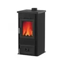 Soba tip semineu, Alfa-Plam, Lara, plita, otel negru, 8.5 kW