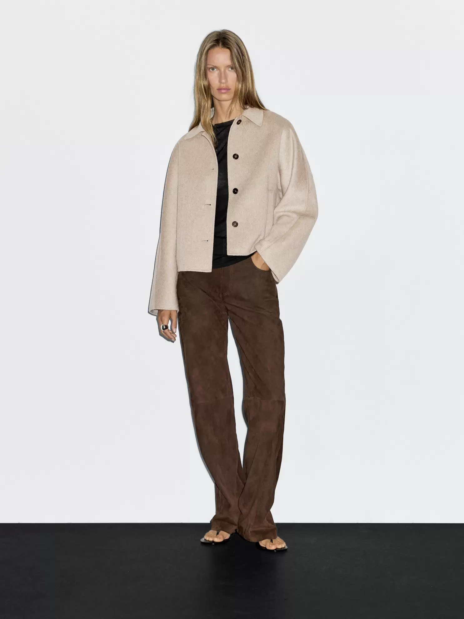 Cropped wool blend jacket
