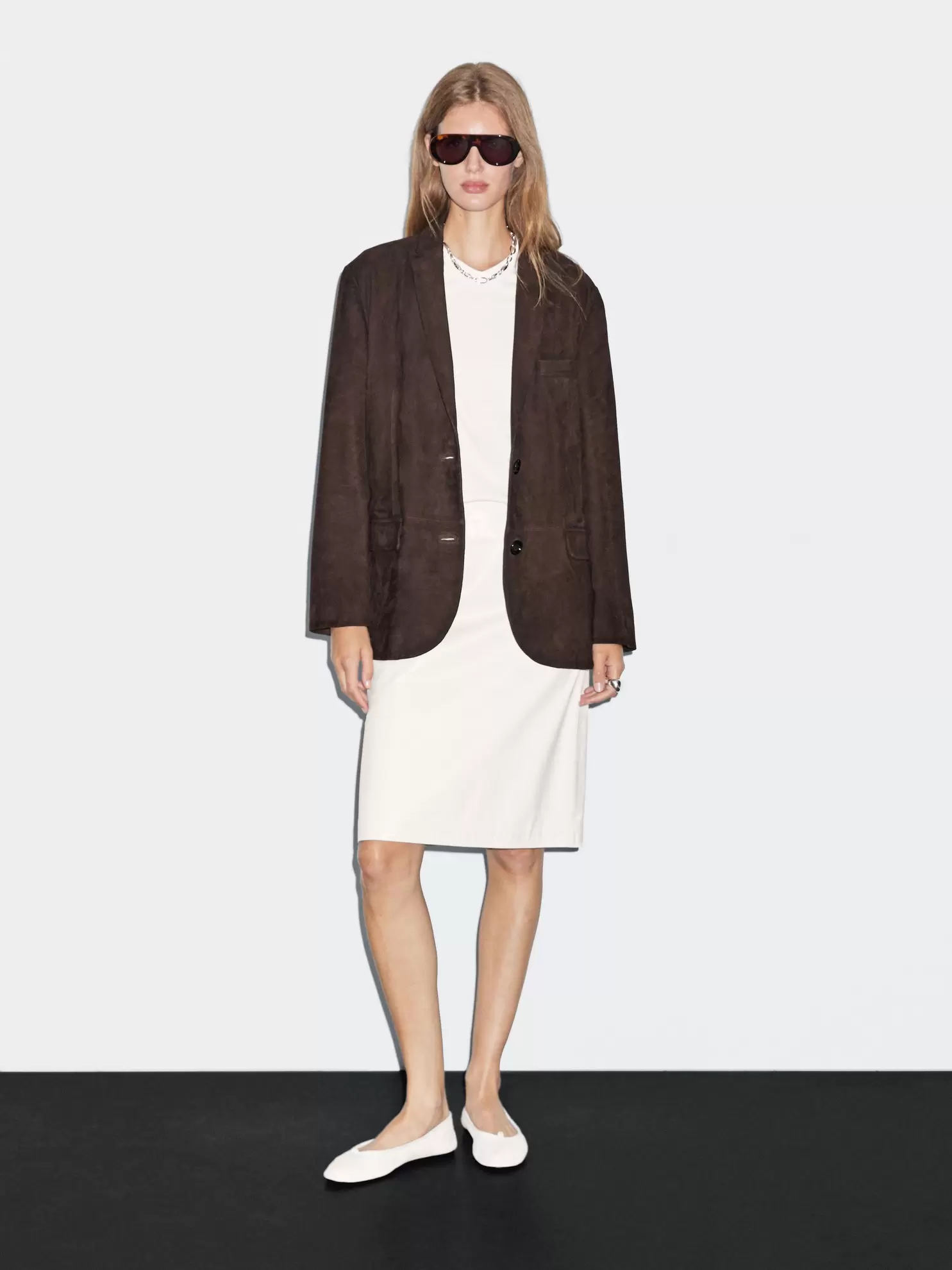 Suede leather blazer