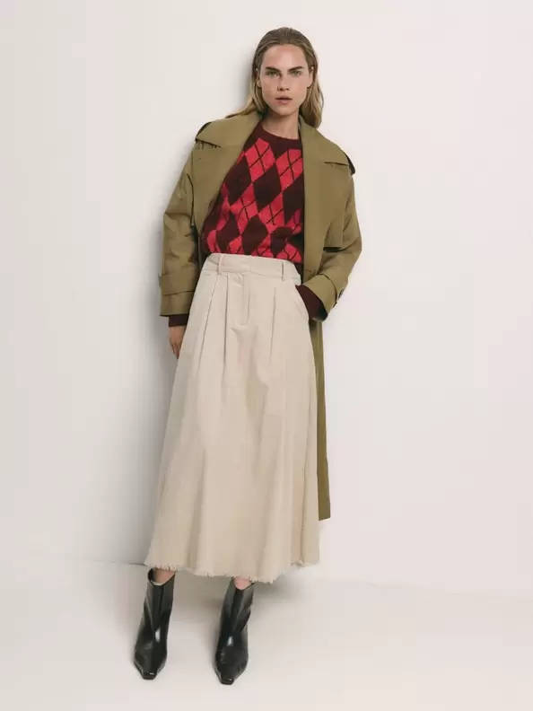 Fustă maxi din catifea côtelée