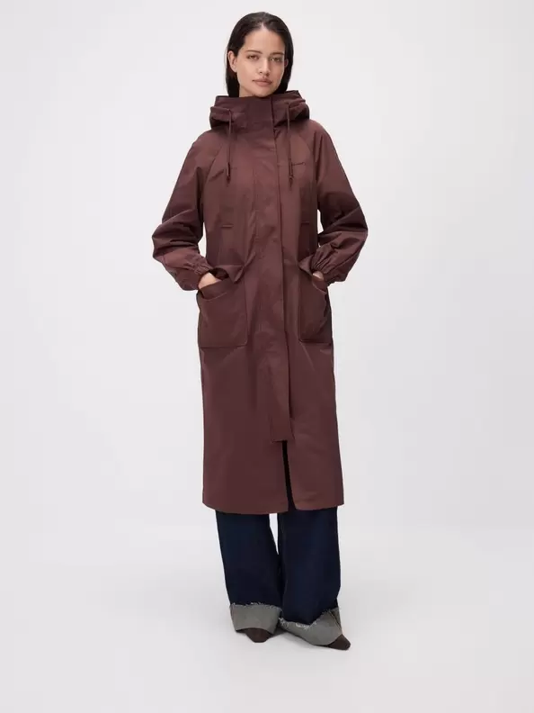 Geacă lungă cu glugă