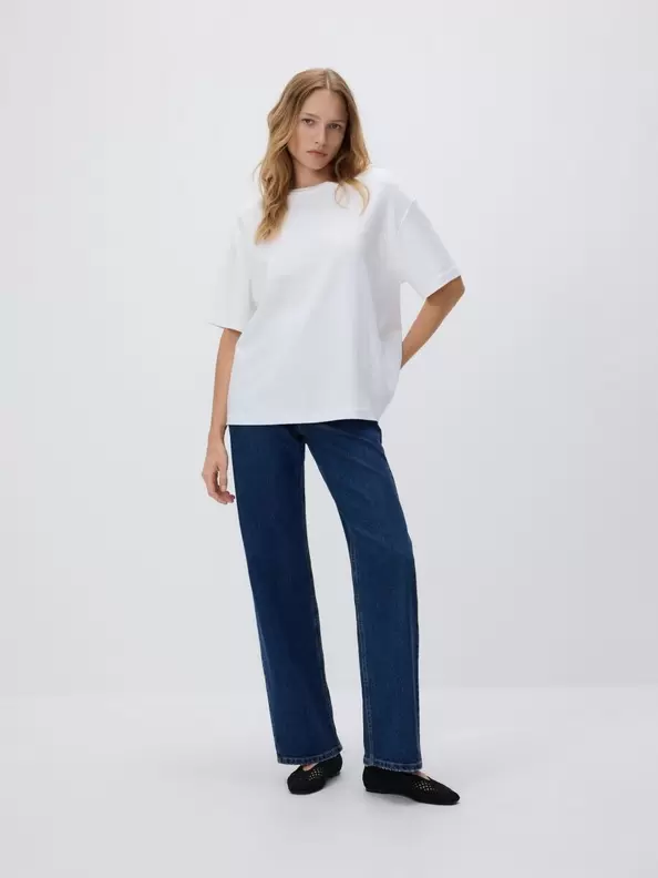 Tricou oversized cu adaos de bumbac mercerizat