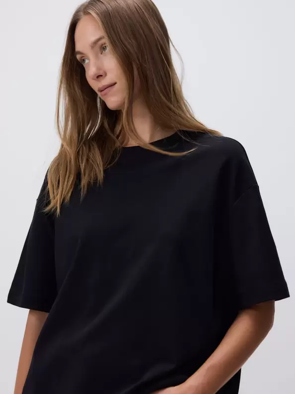 Tricou oversized cu adaos de bumbac mercerizat