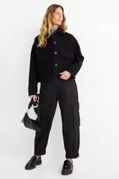 Pantaloni cargo cu curea - talie înaltă - tapered fit