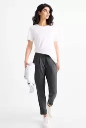 Pantaloni din jerseu - talie medie - tapered fit - structurați