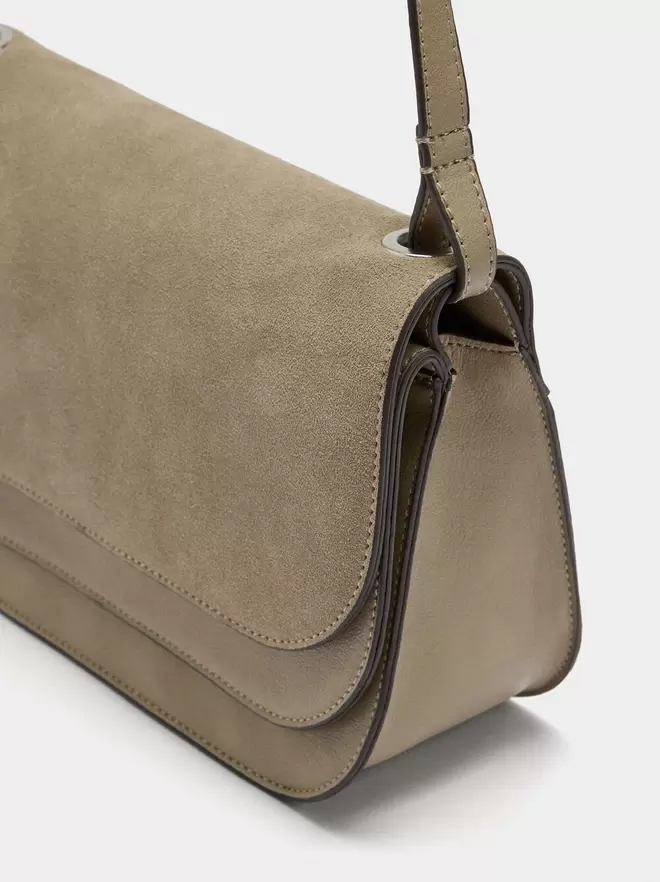 Crossbody bag with double flap