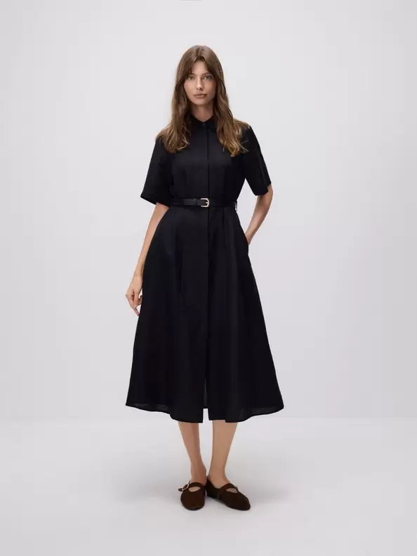 Rochie midi din amestec de in