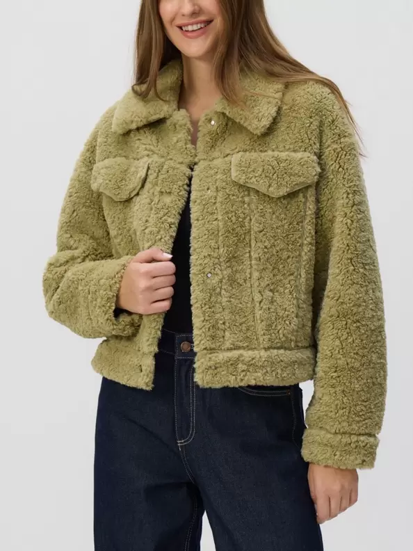 Jachetă teddy cu guler