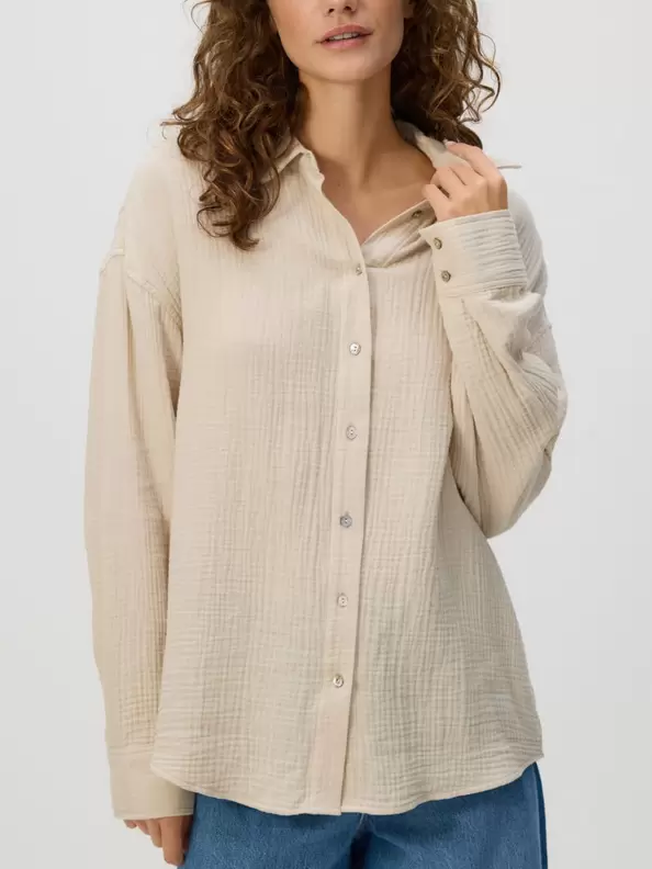 Cămașă oversized din muselină de bumbac