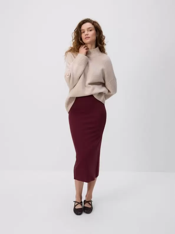 Fustă midi cu adaos de viscoză