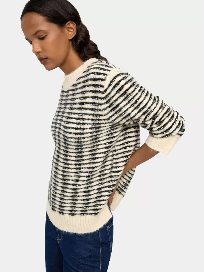 Knit sweater with stripes