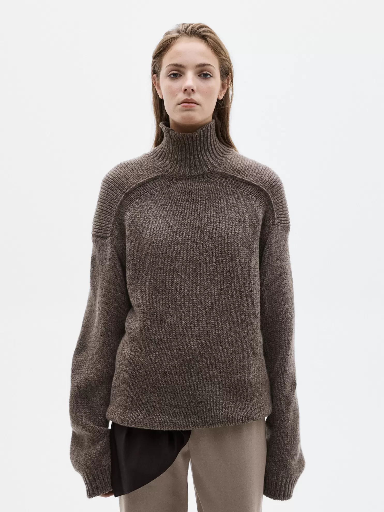 Knit high neck melange sweater - LIMITED