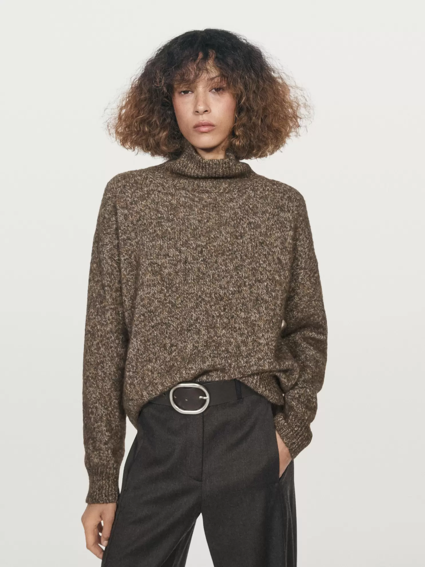 Mouliné knit alpaca and wool blend turtleneck sweater