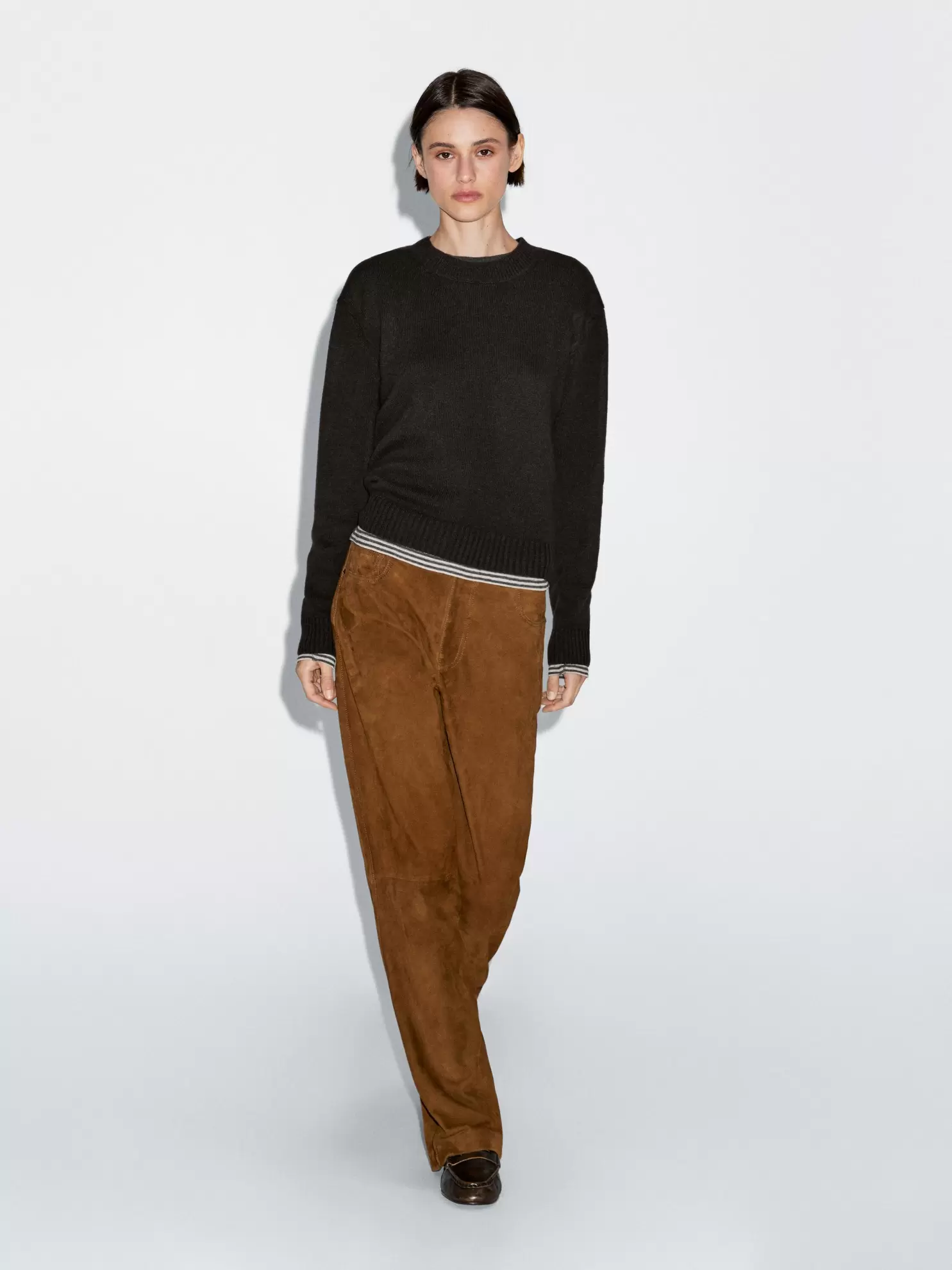 Wool blend crew neck sweater