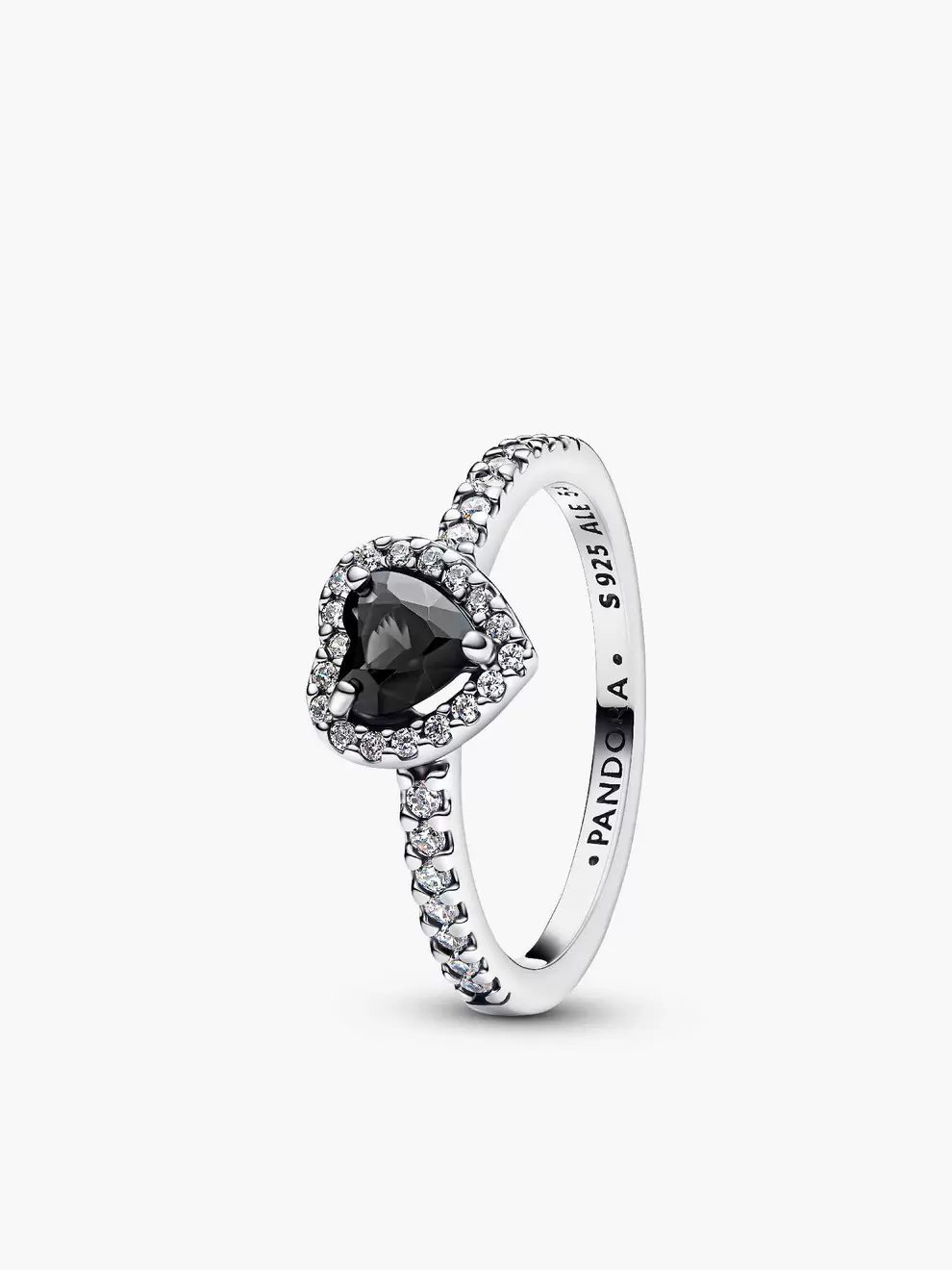 Inel în formă de inimă neagră în relief