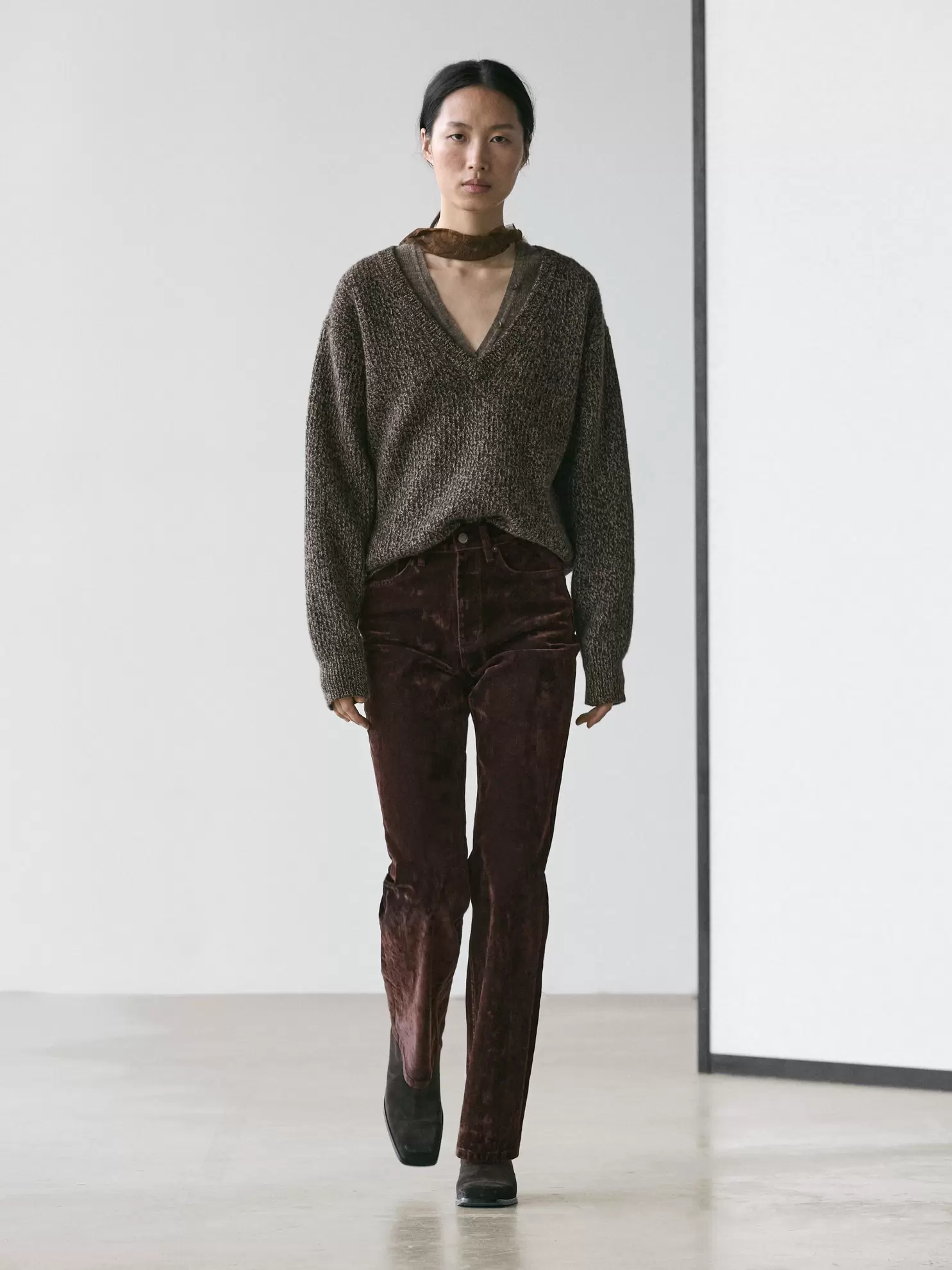 Mouliné V-neck knit jumper