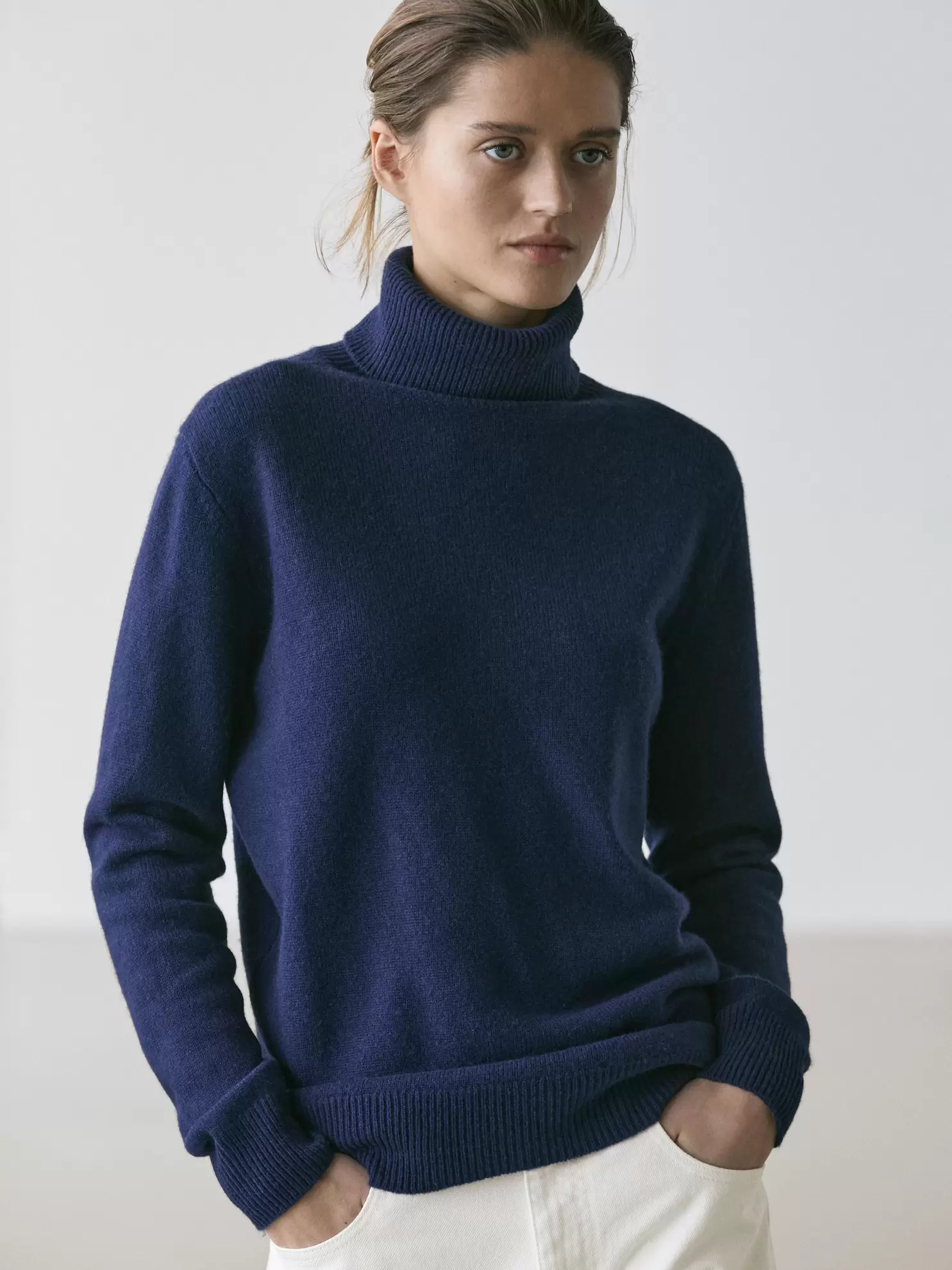 Long knit turtleneck sweater