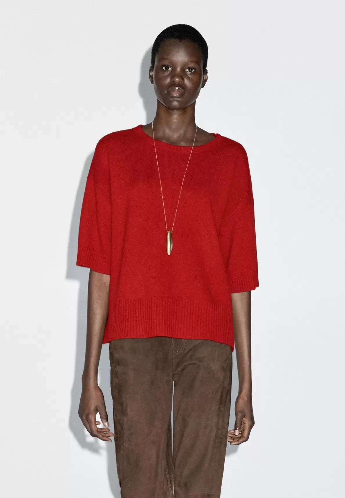 Wool blend crew neck sweater