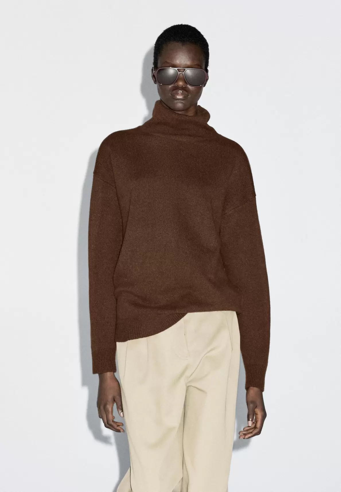 Wool blend knit turtleneck sweater