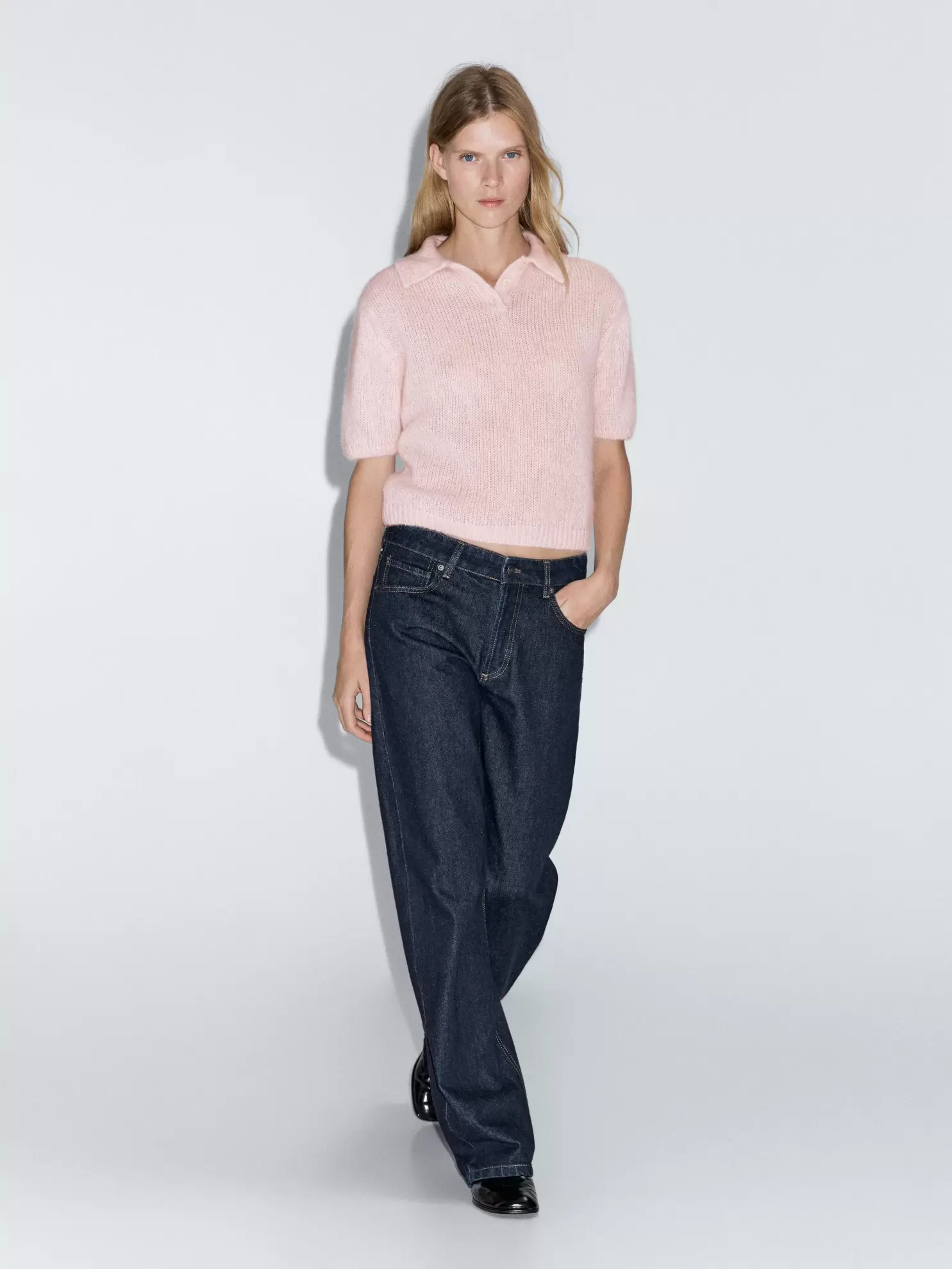 Alpaca blend knit polo jumper